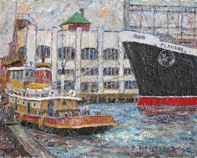 Armondo Dellasanta - Hudson River Pier, circa 1960, 12x15