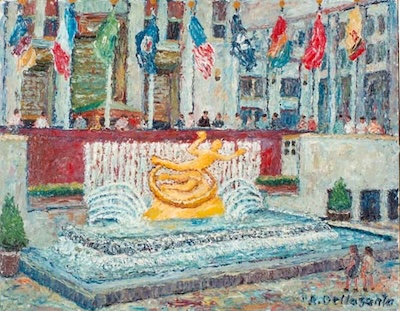 Armondo Dellasanta - Rockefeller Plaza, circa 1960, 12x15