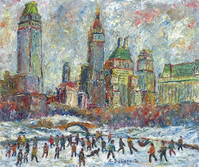 Armondo Dellasanta - Skating Central Park. Fallen Skater, circa 1960, 12x14