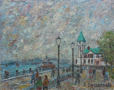 Armondo Dellasanta - Battery Park Clock Tower, circa 1960, 12x15