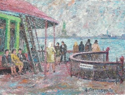 Armondo Dellasanta - On the Staten Island Ferry, circa 1960, 12x16